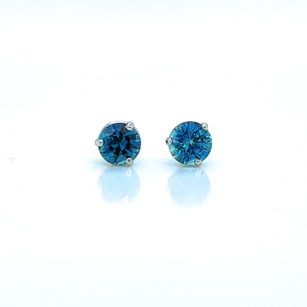 Quality Gold 14k White Gold 5mm Bezel Sapphire Stud Earrings XBE261 -  Getzow Jewelers